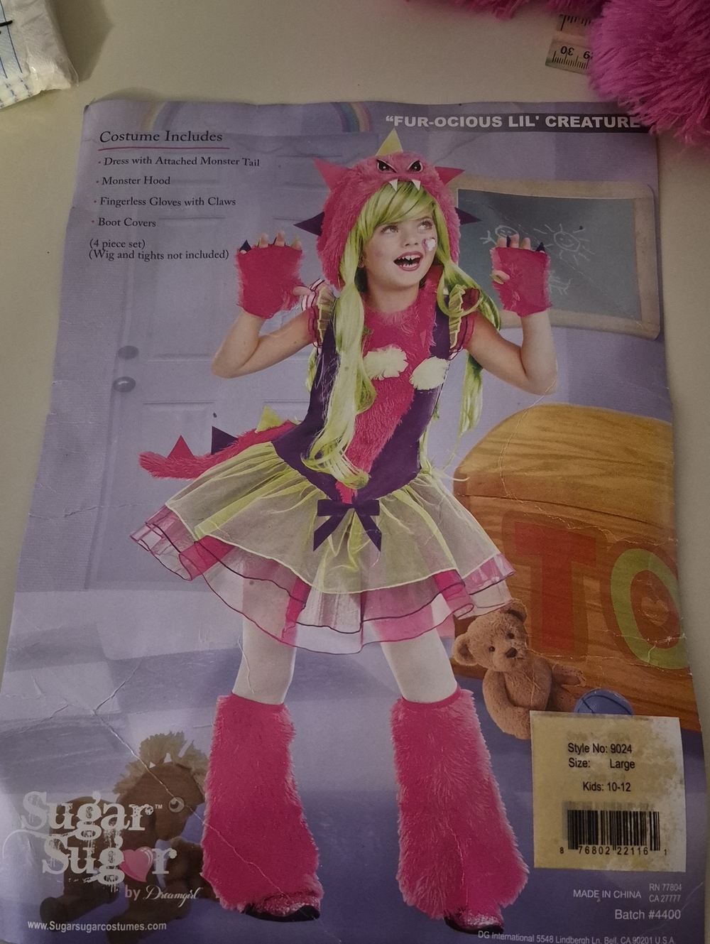 Sugar Sugar Girls Fur-Ocious Lil'Creature Monster Dress Costume 10-12